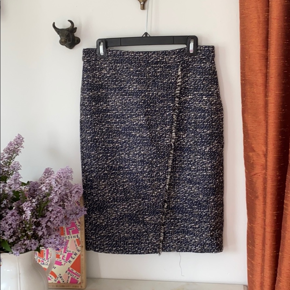 J crew skirt, metallic tweed, navy, size 4